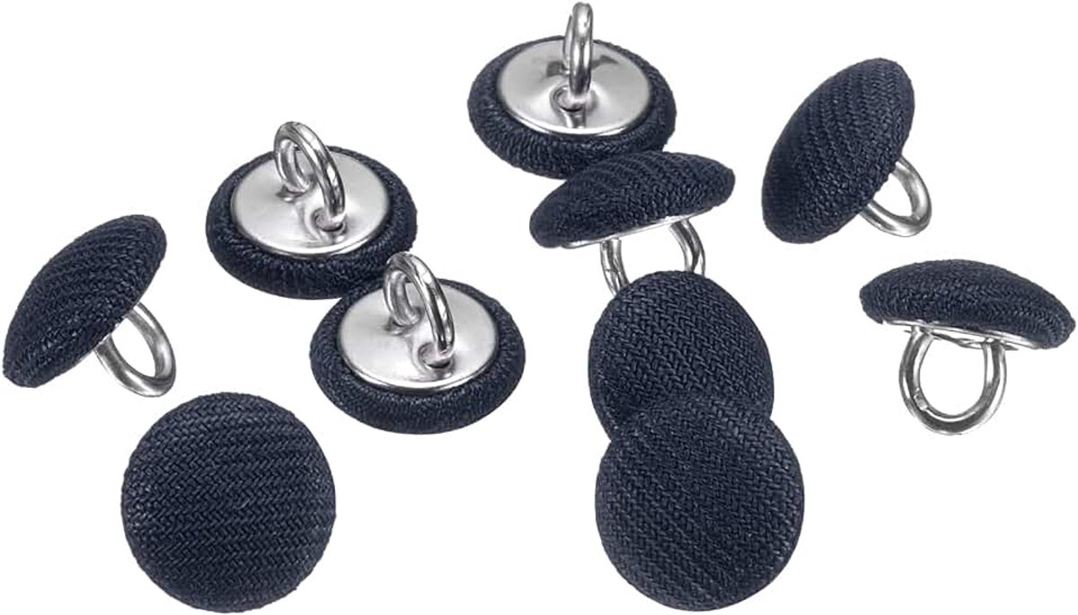 Knopen 10 mm 3/8 inch rond met metalen schacht satijn voor naaien en knutselen voor bruidsjurken, bruiloften, overhemden, truien, marineblauw