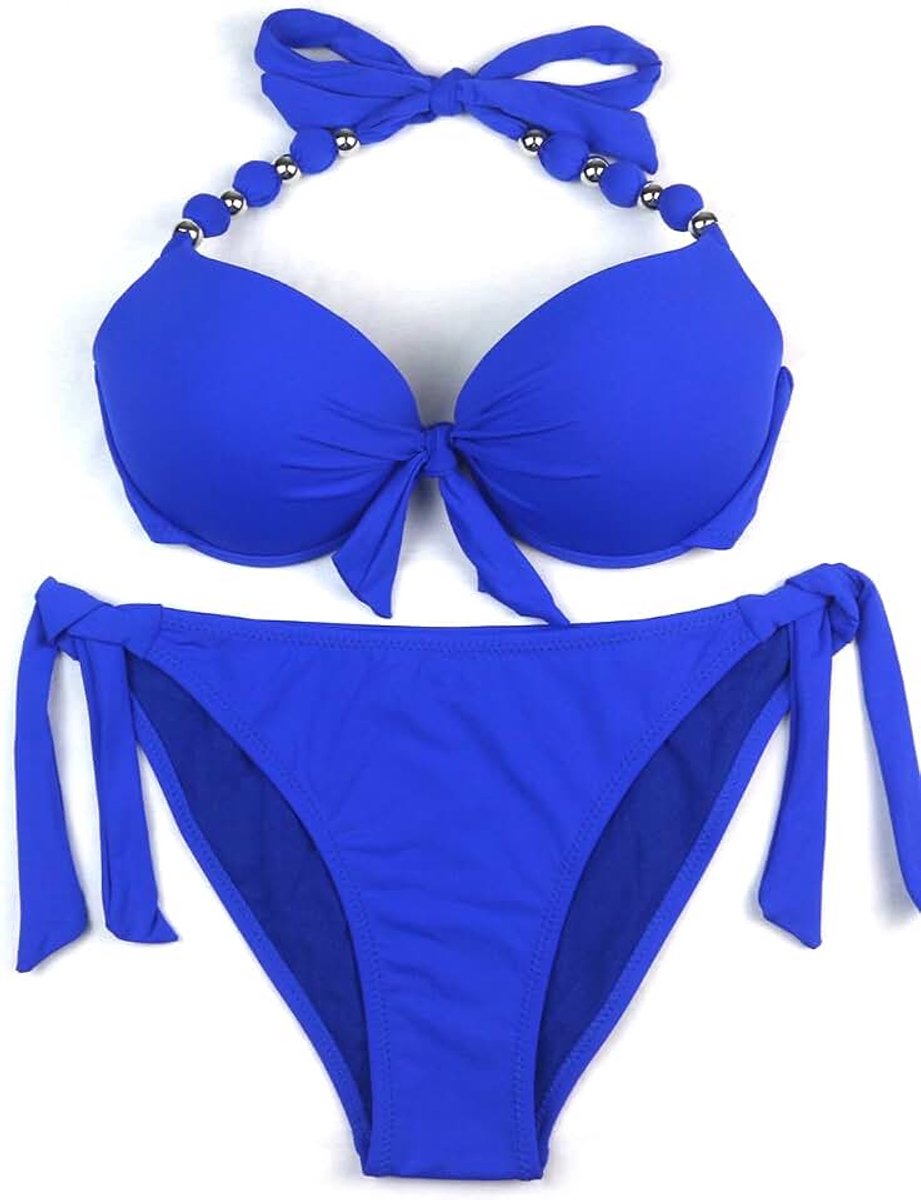 Zijgebonden bikiniset afneembare badmode push-up bikinitop met nekdrager