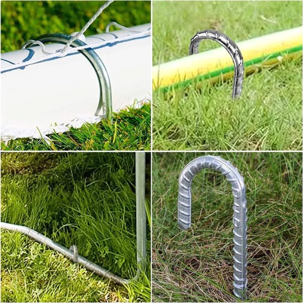 - Gegalvaniseerd grondanker - J-haak - Robuust en duurzaam - 30 cm - Tentpinnen - Perfect voor kamperen en in de tuin - 8 stuks