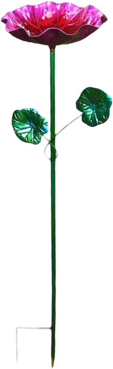 Vogelbad Bloemendecoratie - Vogelbad Tuin - Vogels Voeden - Smeedijzeren Decoratie - 66 cm Hoog - Vintage Bruin
