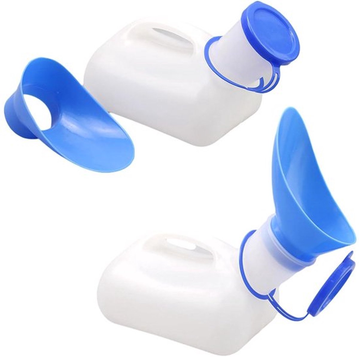 Set van 2 herbruikbare urineflessen - 1000 ml - Geschikt voor heren en dames - Ideaal voor reizen - Met deksel - Uniseks urinoir