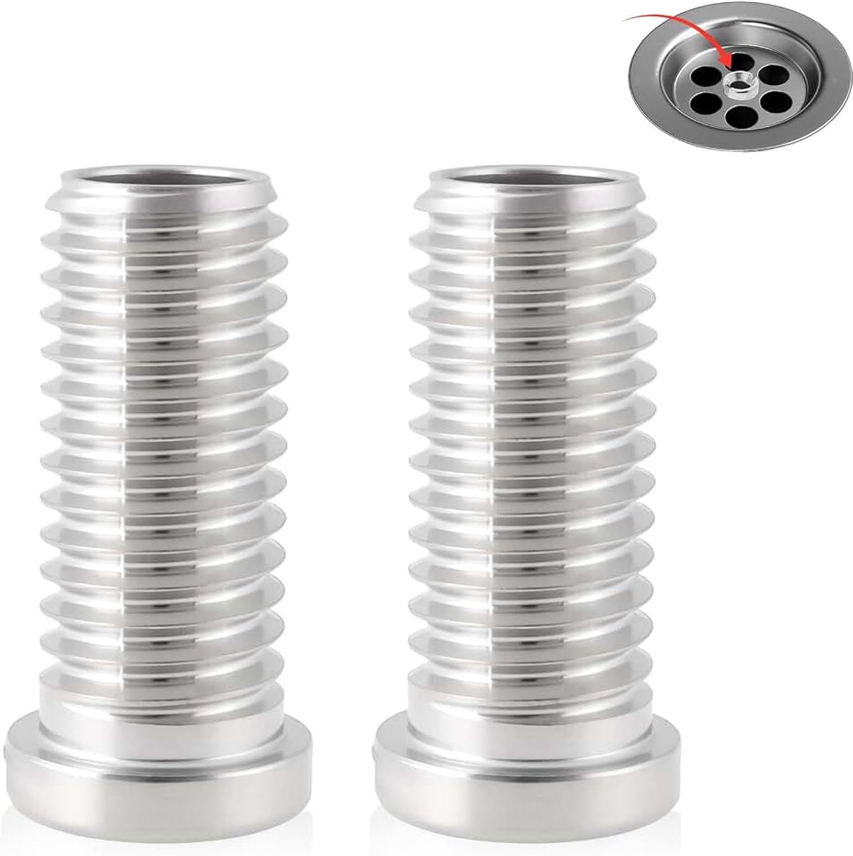 2 stuks holle schroeven van roestvrij staal, schroefaccessoires voor zeefkorfstop van gootsteen, betrouwbare afdichting, voor keuken- en barspoelbakken (30 mm)