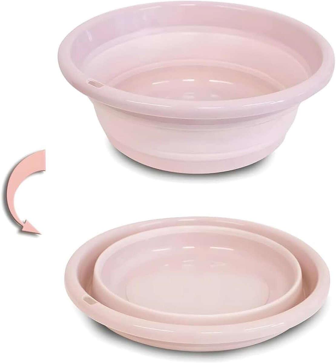 Wasbekken, spoelbak, camping schaal, opvouwbaar, kunststof, ruimtebesparend, ideaal voor badkamer, keuken, terras, tuin, thermostaatrubber (12x31 cm, roze)