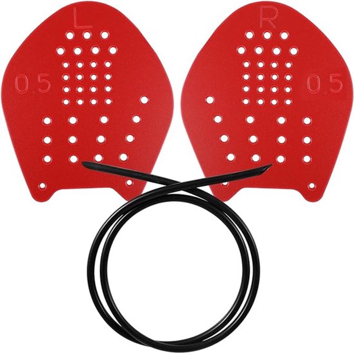 Zwempaddleboard, lichtgewicht trainingspeddel met verstelbare schouderbanden en handvinnen, geschikt voor de vrije slag (vlinderslag) voor dames en heren (rood S).