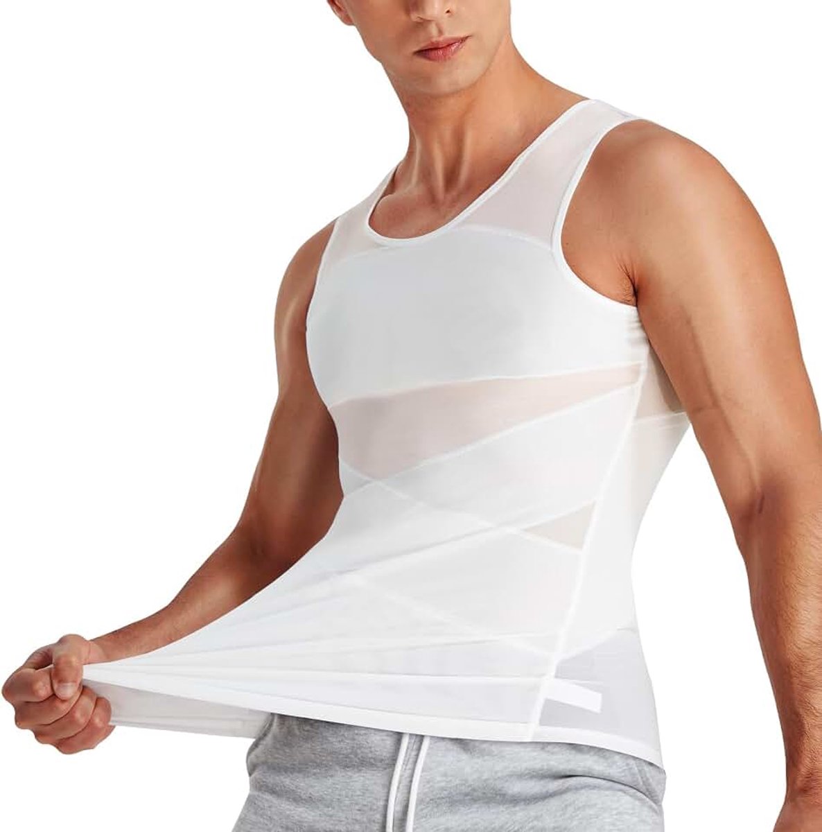 Slank shirt voor heren, afslankgordel, compressie, mouwloos, slank, bodyshaper