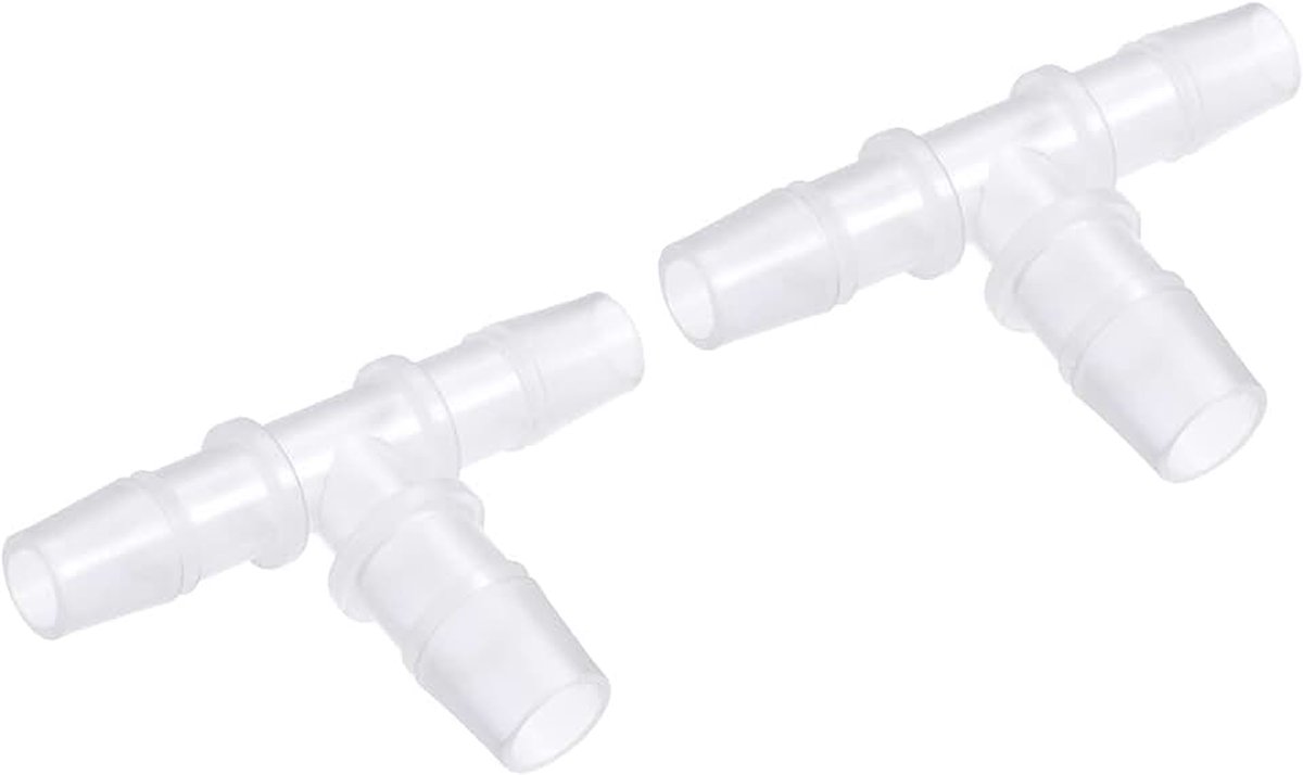 2 stuks slangkoppelingen, 10 x 12 x 10 mm, ADT stuk, kunststof buisconnectoren voor brandstofwater, transparant (T-vormig, 3 wegs)