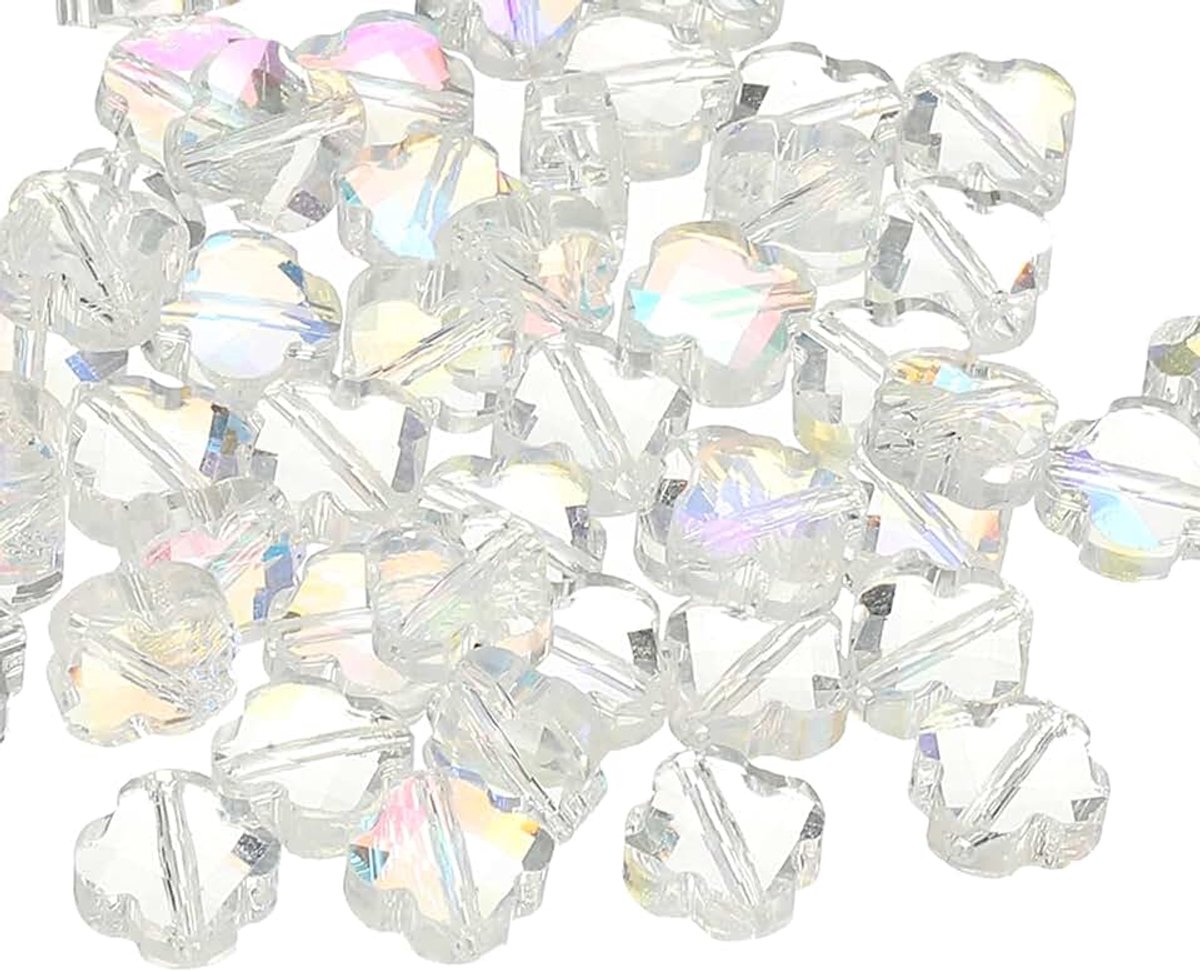 Kralen, 50 stuks 8 mm klaver bedel, transparante kristallen glaskralen, heldere benodigdheden voor het maken van sieraden voor armbanden, doe-het-zelf ambachten, gemengd