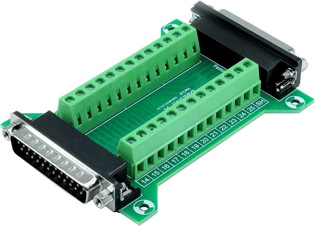 Genderstekker naar bus, breakout board, RS232 D-SUB seriele poort naar 25-polige poort, terminal-adaptermodule