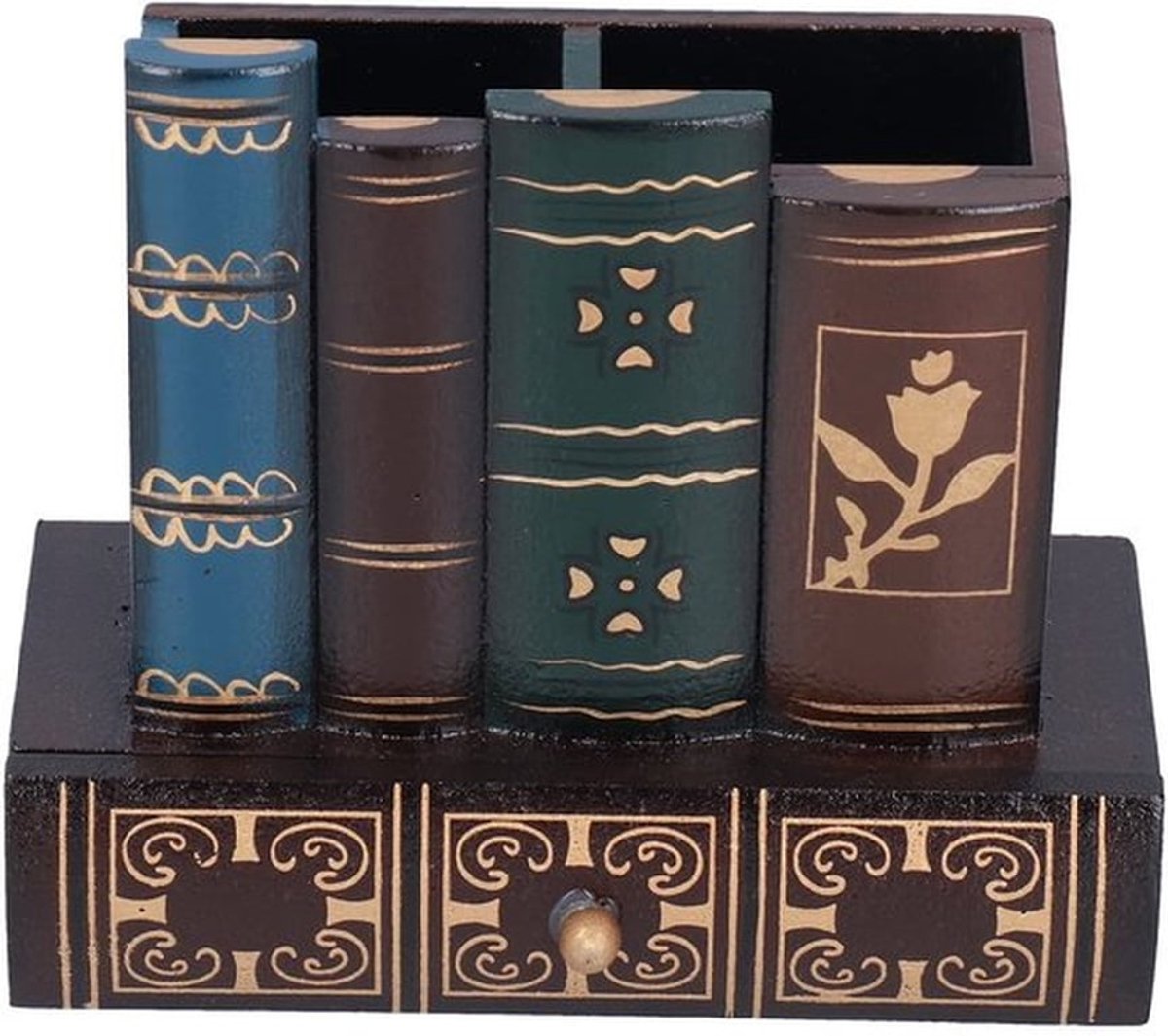 Decoratieve Pennenhouder - Retro-stijl - Bureau-Organizer - Bruine - Potloodhouder - Decoratie voor thuis en kantoor - 15 x 13,5 cm