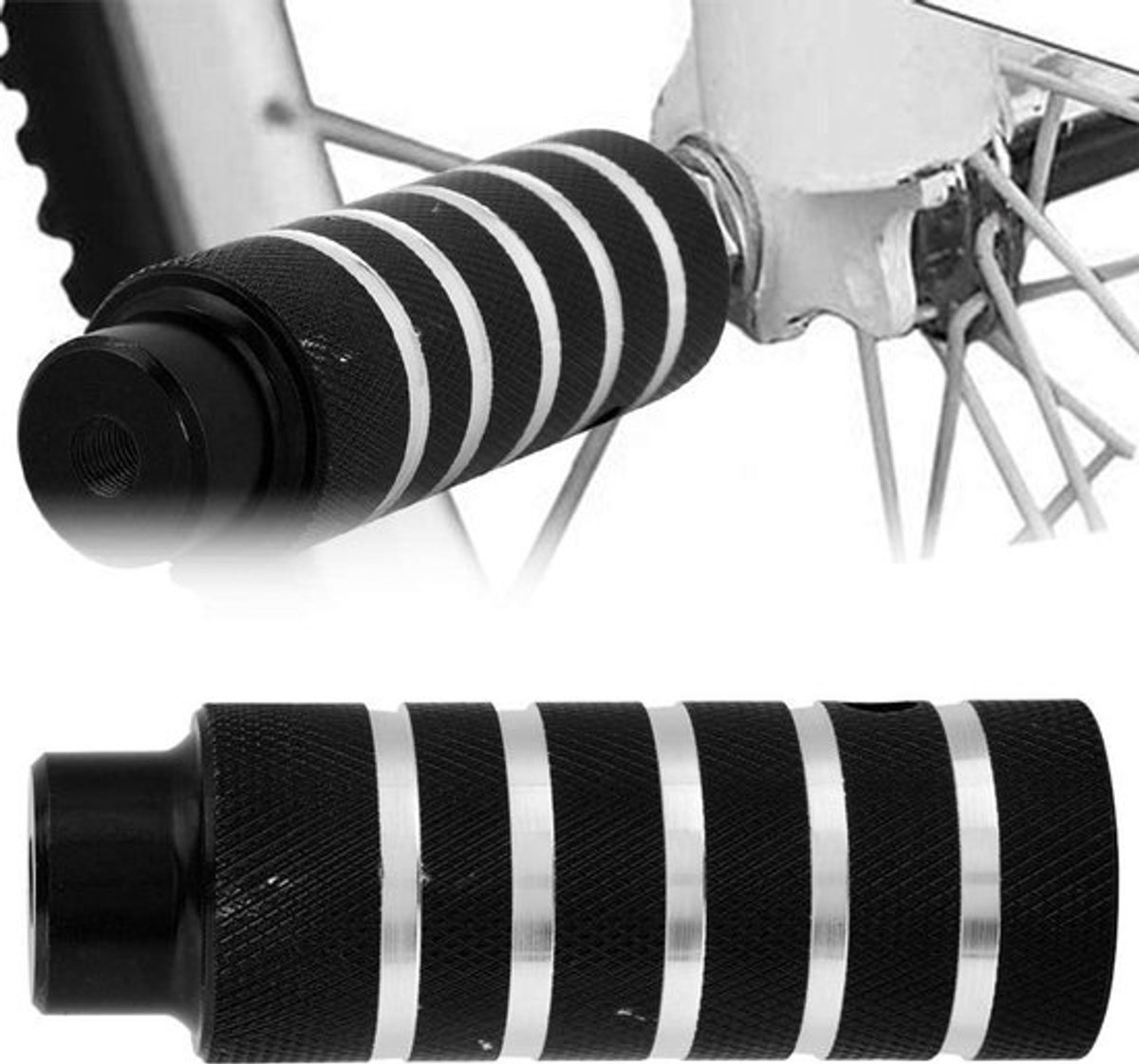 Heavy Duty Metalen Voetstandaard voor Fiets Stunt Pegs in Zwart - Fietsaccessoires voor Stuntrijden