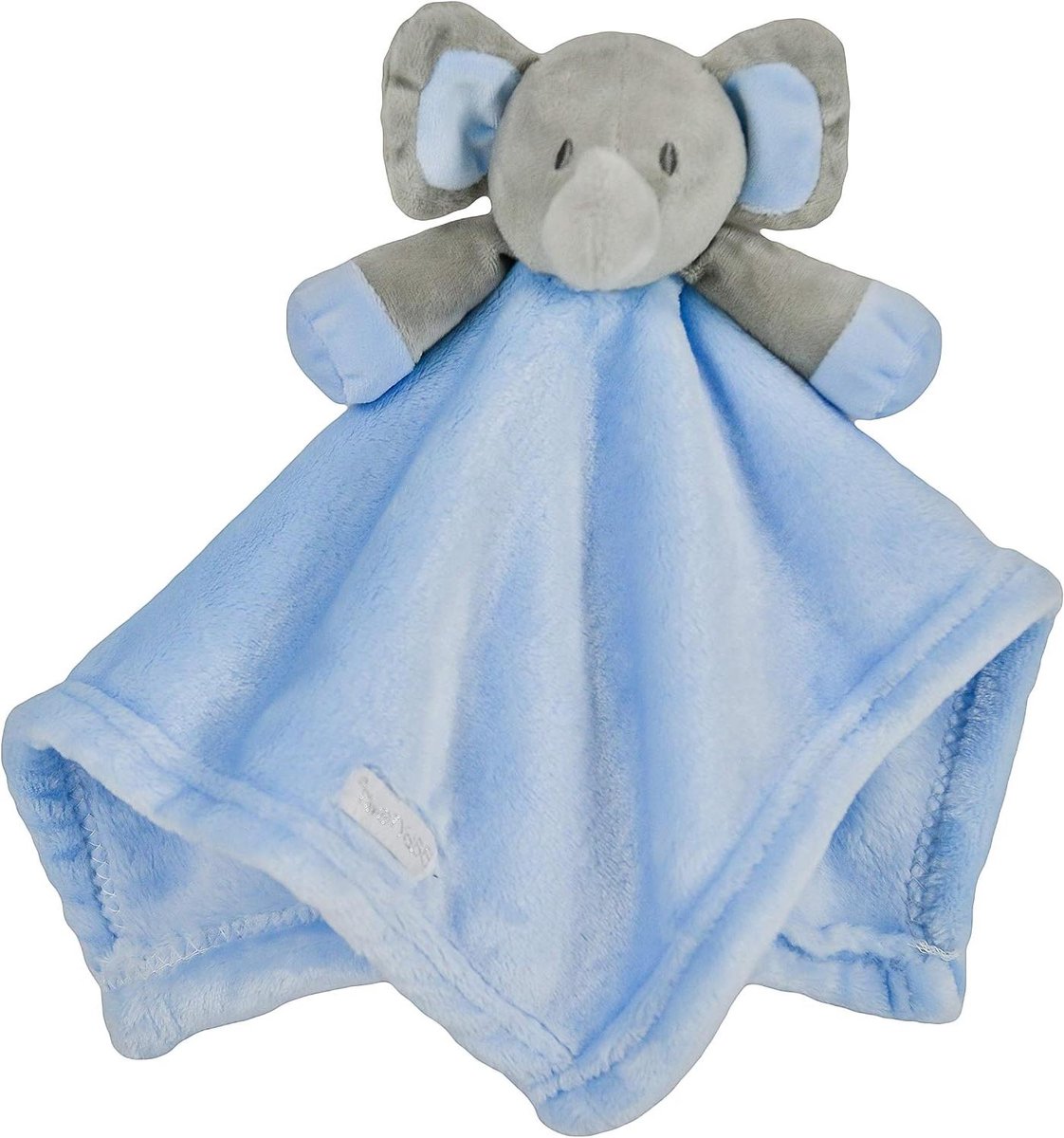 Baby Veiligheidsdeken - Knuffeldeken Olifant - Baby Kalmeren - Zachte Pluche Stof - 38x38 cm - Blauw Grijs