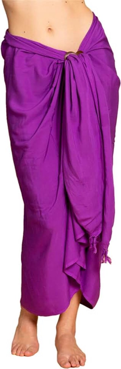 Pareo Ondoorzichtig - L & XXL - Pareo Stranddoek Bikiniomslagdoek | Voor dames & heren, als wikkelrok, strandjurk of bikini cover-up, zachte viscose, Sarong, met kokosgesp