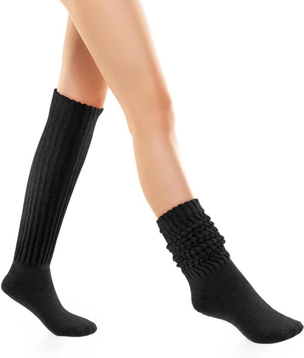 Lange gebreide kniekousen voor dames, slouchy en comfortabel, perfect voor herfst en winter - 3 paar in zwart, wit en grijs