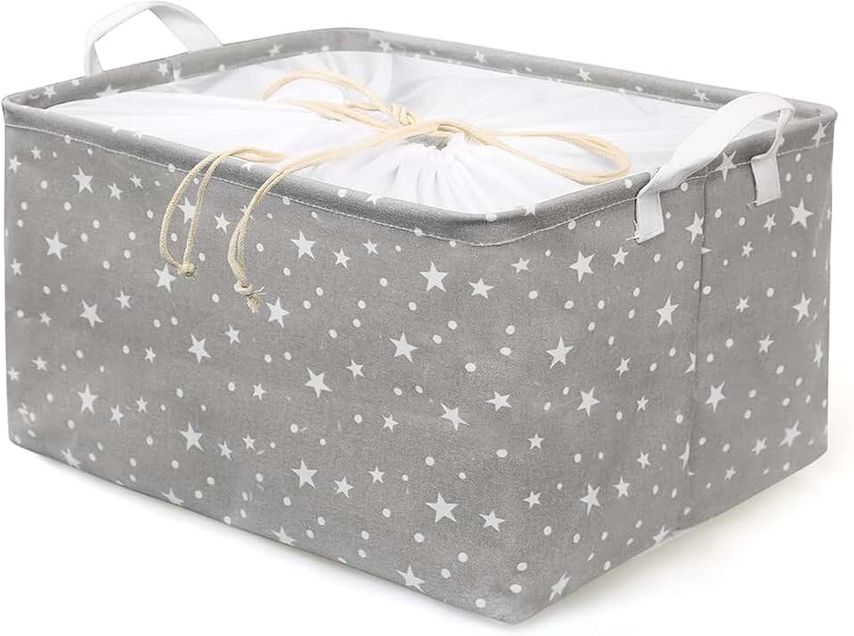 Opbergdoos van stof, opvouwbaar, Wäschekorb, opbergmand met handgrepen en trekkoordsluiting voor kleding, speelgoed, planken (kleine ster)