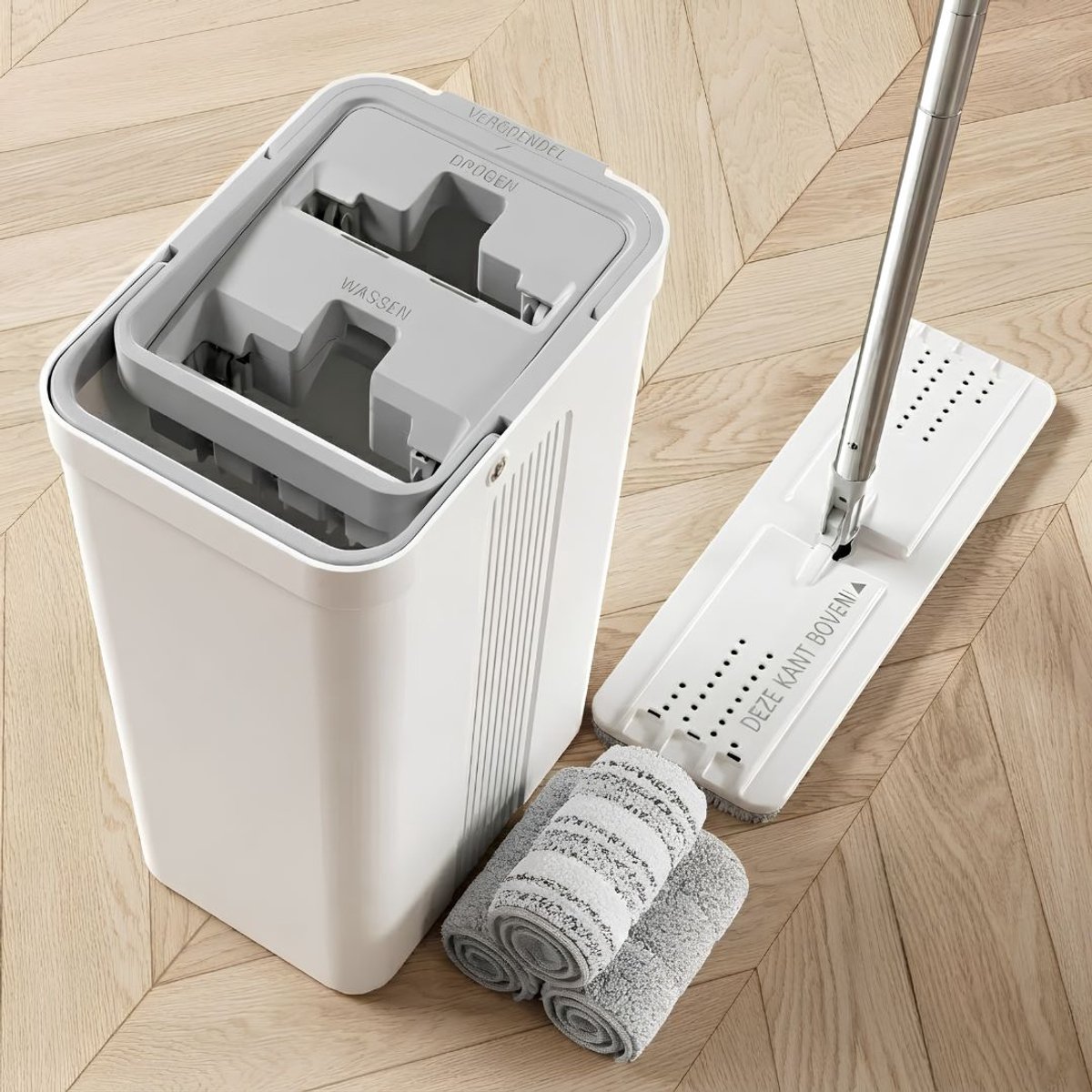 JCP® Vloertrekker - Vloertrekker met Steel - Vloerwisser - Wit - 23cm x 18cm x 39cm