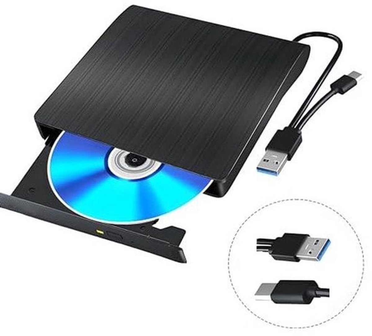 Extern geschikt voor station, alleen-lezen geschikt voor brander, geschikt voor laptops, spelers, draagbaar optisch USB 3.0-station/CD-brander (schijven niet inbegrepen), geschikt voor Windows 10/11, Linux en Mac OS (zwart).