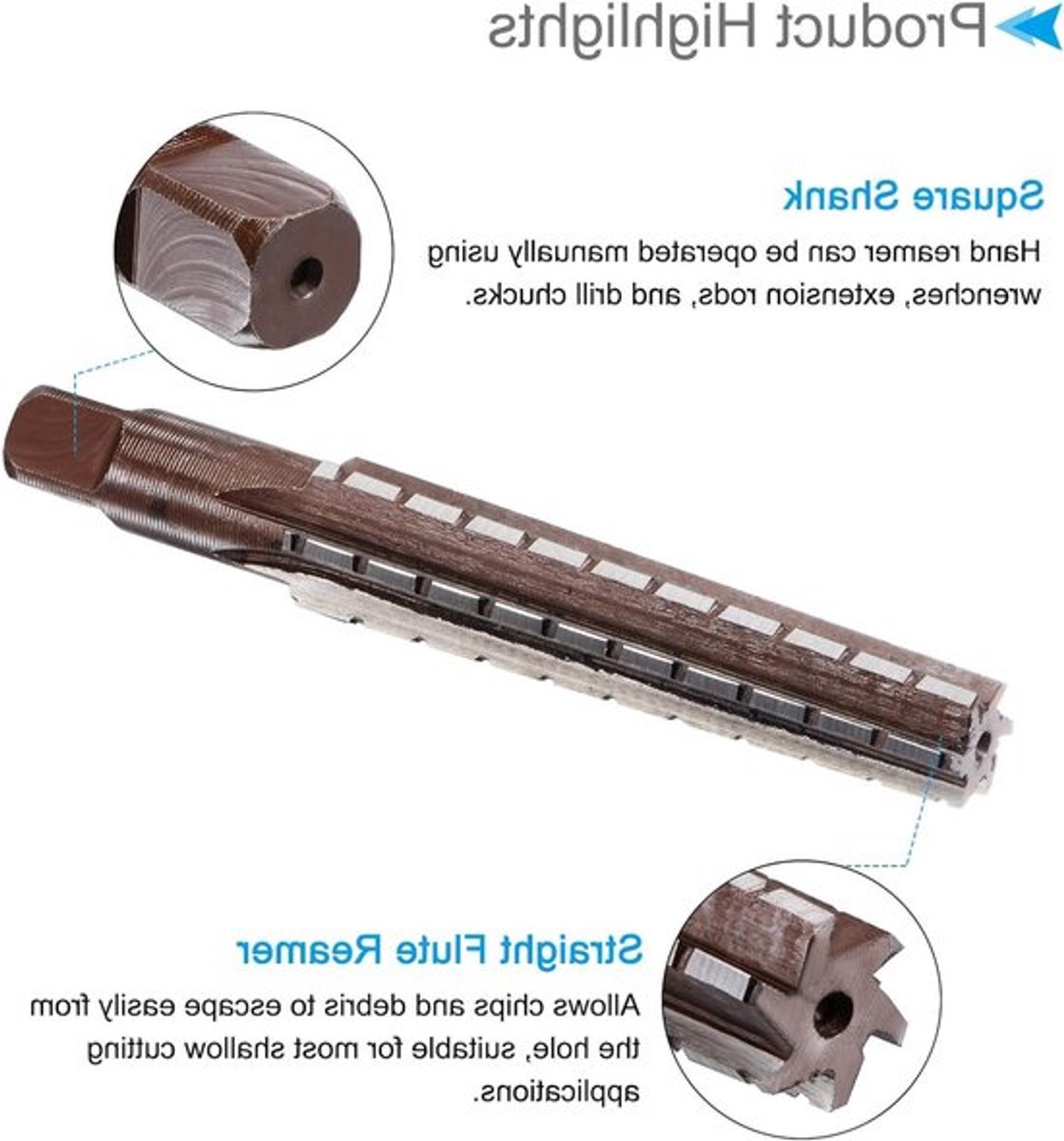 Morse Taper Reamer H8 Precisie 6 Fluiten 15mm-18mm Snijdia, Stalen Freesgereedschap voor Aluminium, Koper en Kunststof - Set van 2 Stuks