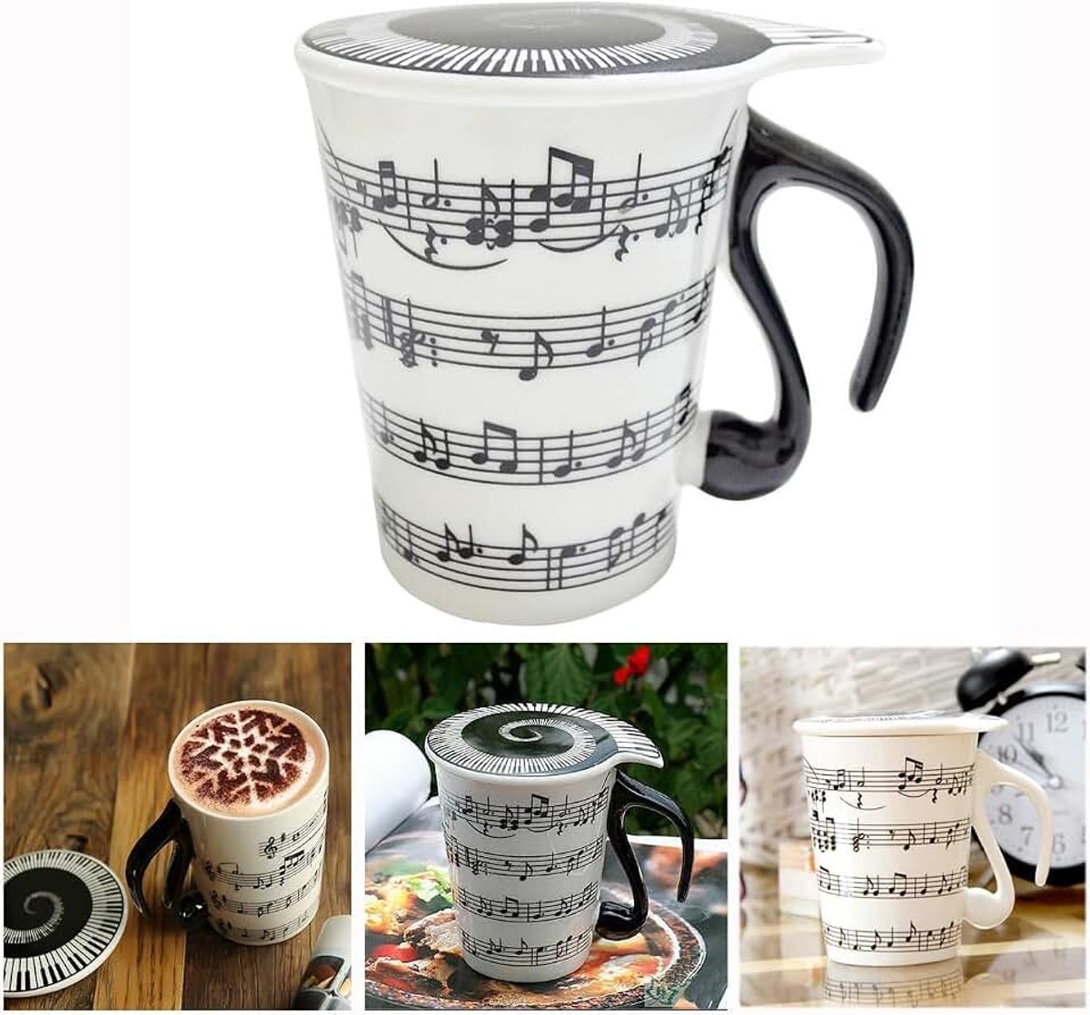 Mokken, muziekbeker met deksel, verjaardagscadeau