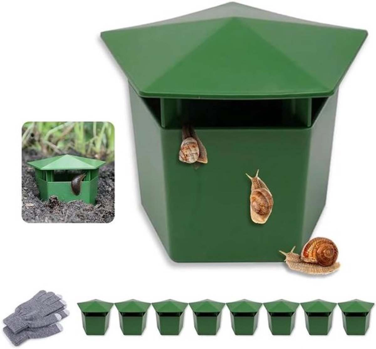 Set van 8 herbruikbare slakkenvallen voor de tuin - Effectieve naaktslakkenval - Plastic bierslakkenvallen