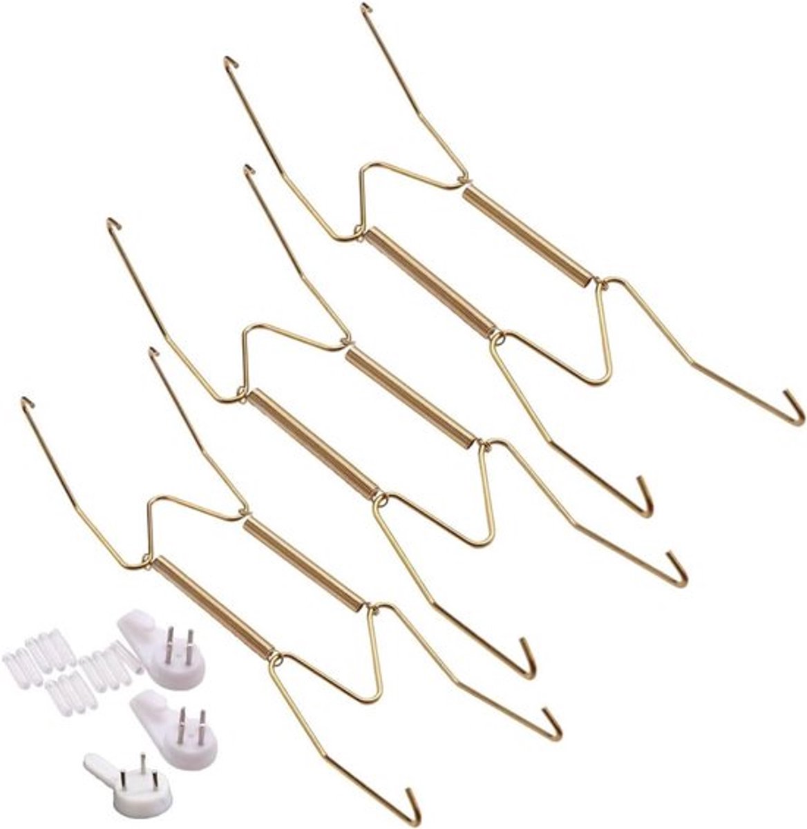 Kleerhangers voor ronde wandborden, decoratieve kunst - Set van 12 - Wandhaken - Transparante beschermhoezen - Onzichtbaar staal - Niet-markerend