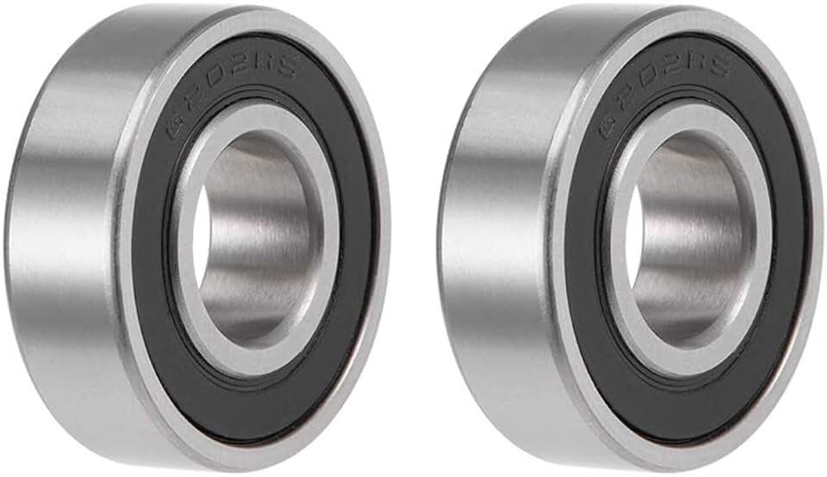 Sourcing map 2 stuks groefkogellager 6202-2RS Z2 dubbel afgeschermd koolstofstaal 15 mm × 35 mm × 11 mm