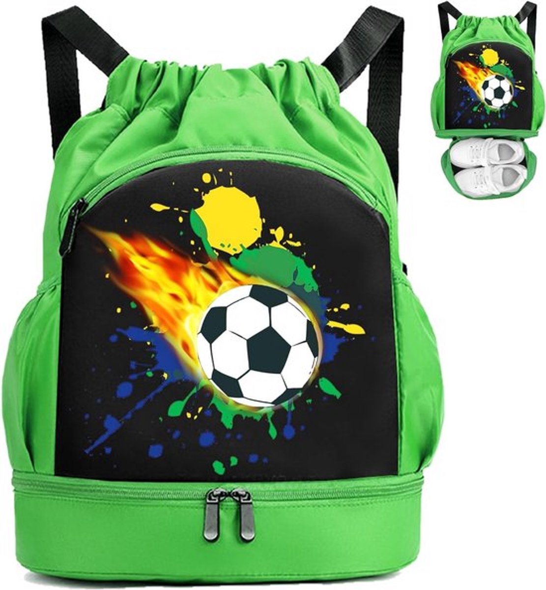 Kinderen Zwemtas met Voetbal en Regenboogpatroon - Waterdichte Rugzak voor Gym, Sport en Zwemtraining voor Jongens en Meisjes