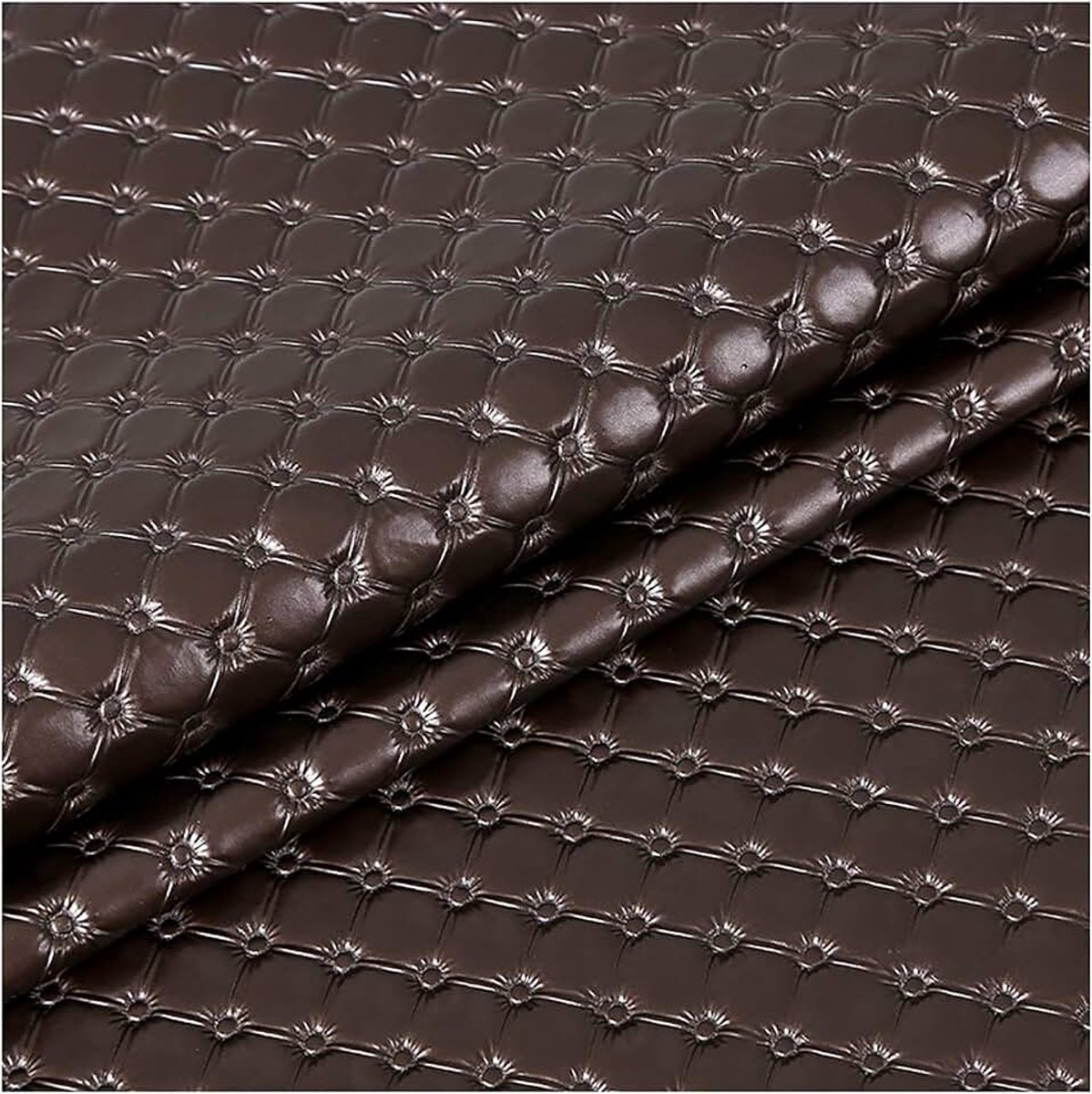 Wangk Faux Lederen Bladen Getextureerde Synthetische Lederen Stof Vinyl Kunstleer Stof voor Bedside Harde Zak Achtergrond Muur Schuifdeur Imitatie Lederen Sofa Stof-Donkerbruin 1.38x15m