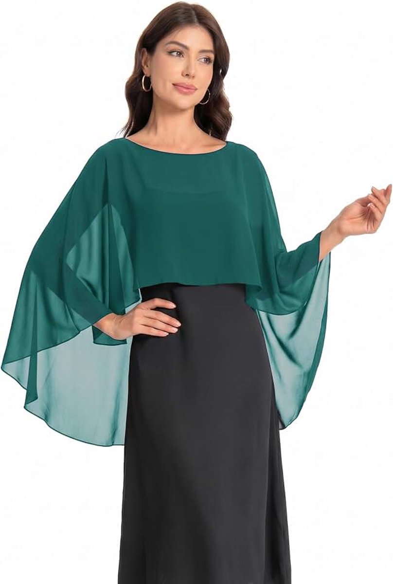 Capelet-sjaal en omslagdoek voor dames, voor avondjurken, zachte chiffon bruidsmeisjessjaal, cape voor bruiloften, schouderbedekking