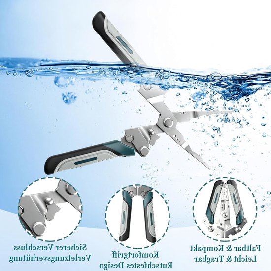Opvouwbare haakverwijderaar en multifunctionele veerringtang van roestvrij staal, 21 cm, ideaal voor zoet en zout water vissen — afbeelding 4