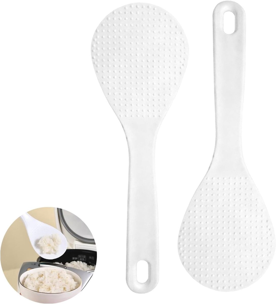 Set van 2 Antiadherende Rijstlepels - 19,5 cm, Vaatwasserbestendig, Perfect voor Rijst en Bijgerechten