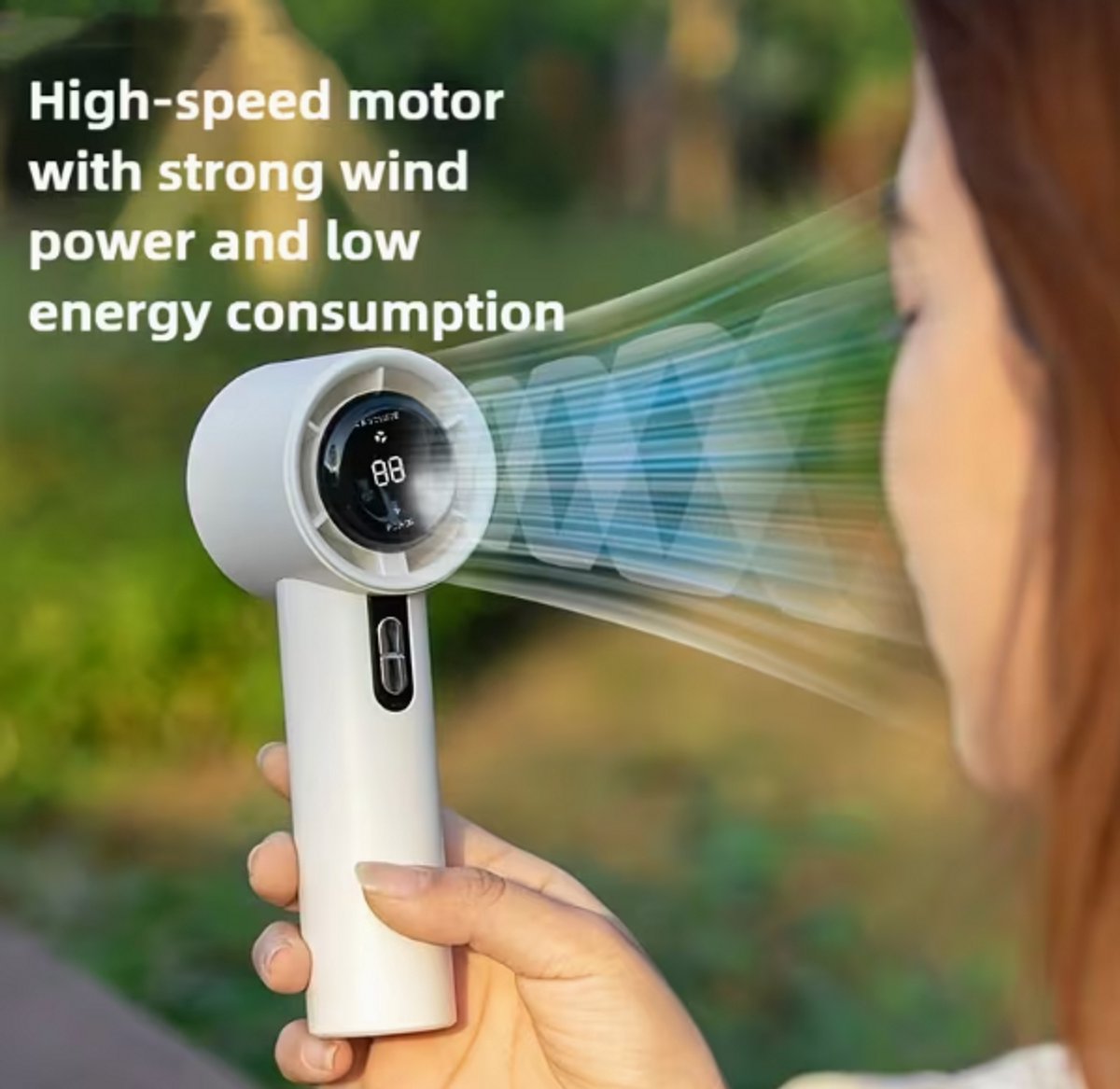 Handventilator – Mini Ventilator - Ventilator- Krachtige Airflow – 100 Snelheden – LED Display – Tot 12 uur gebruik - 1800mAh batterij - Perfect voor de warme dagen