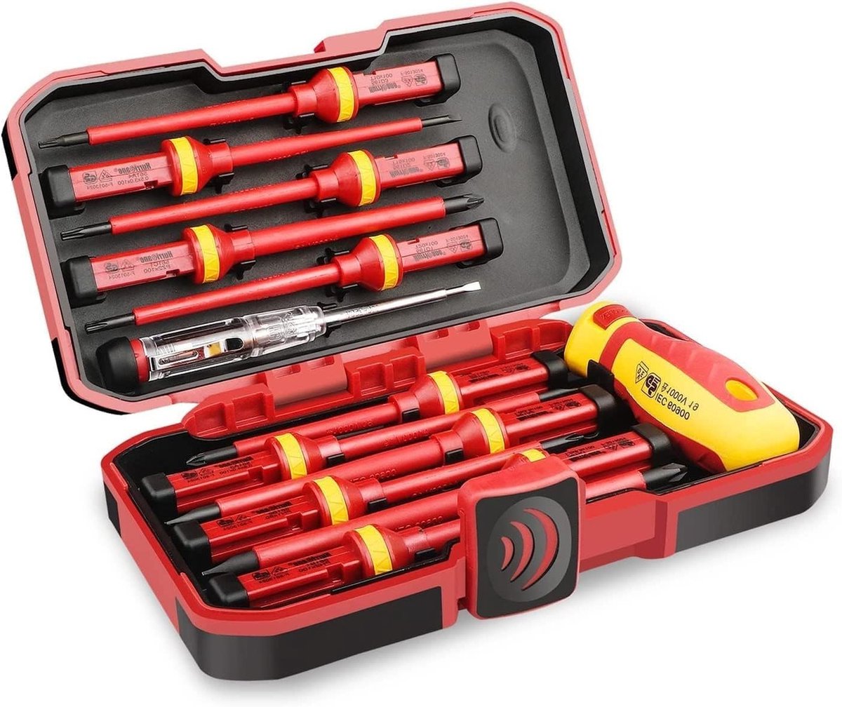 Professionele 13-delige geïsoleerde schroevendraaierset met magnetische sleuf en Torx-sleutels voor veilig gebruik tot 1000V