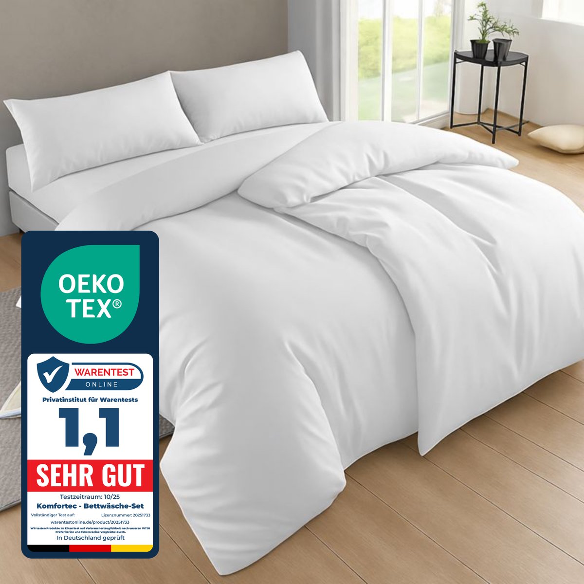 Komfortec Premium Dekbedovertrek 2x135x200 cm + Kussensloop 2x40x80 cm - 100% Microvezel - 90 g/m² - 4-Delige Superzachte Beddengoedset - met Rits -Wit
