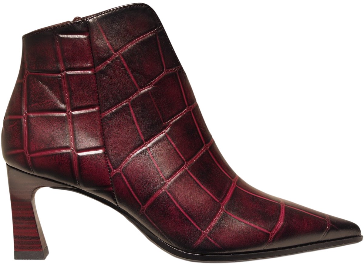 Hispanitas bordeaux leren enkellaarzen met croco print