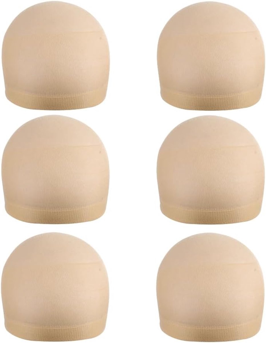 SnelShoppen - 6x Nylon Ademend Wig Cap voor Dames - Lichtgewicht en Zacht - Beige - Perfect voor Haarstijlen, Feest en Dagelijks Gebruik