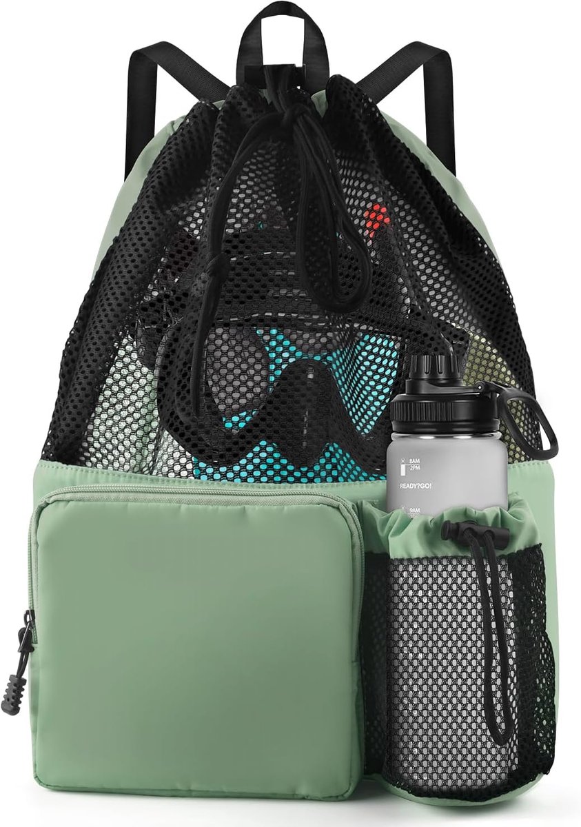 Thijox - Grote Waterdichte Zwemtas, Mesh Rugzak met Trekkoord, Sporttas voor Heren en Dames, Verstelbaar, Ideaal voor Strand, Gym, Camping, 46x21x36cm