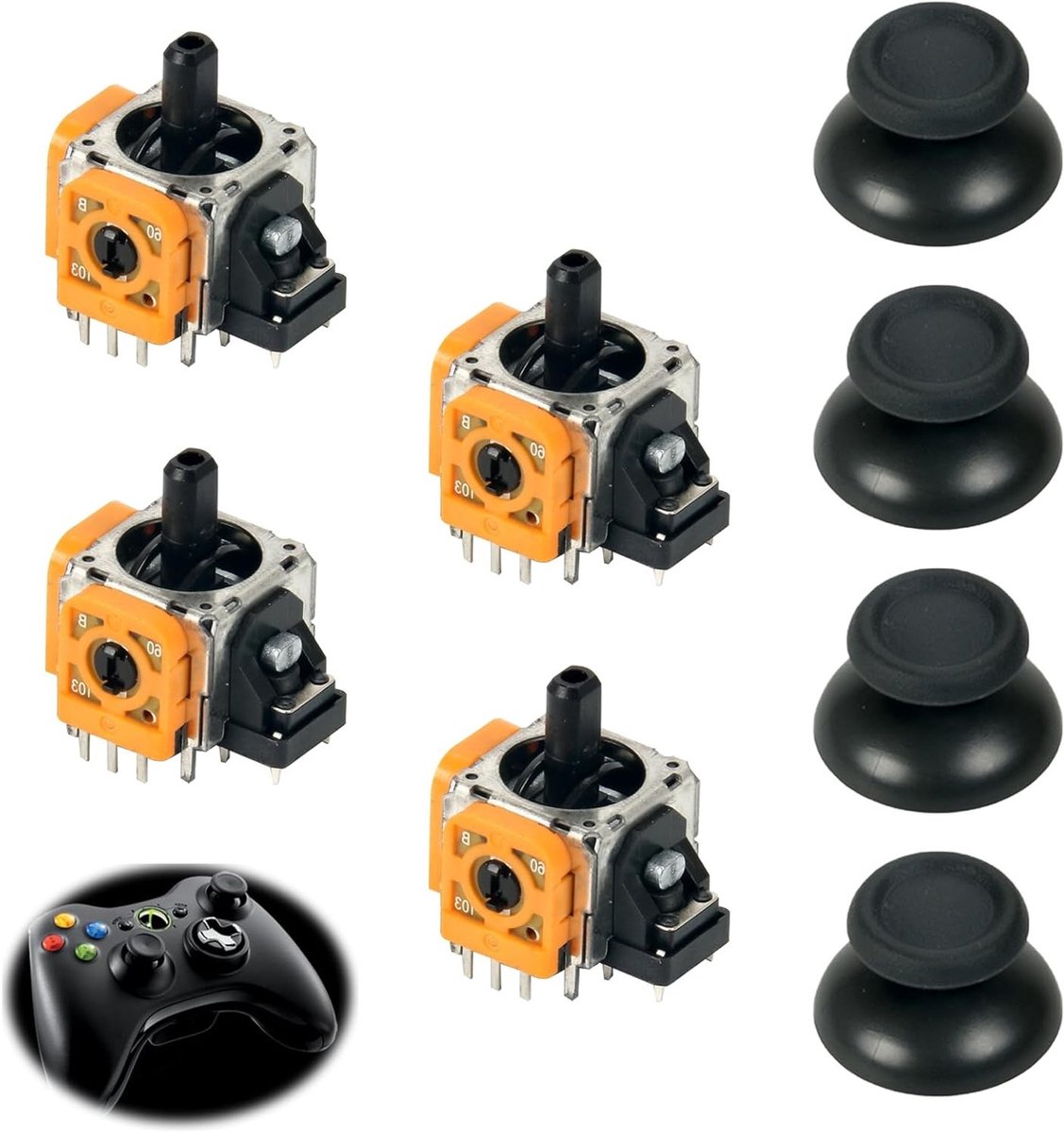 4 stuks 3D joystick analoge vervangingen voor PlayStation 5 met hall sensor en beschermcovers, reparatieset voor optimale gameplay en precisie