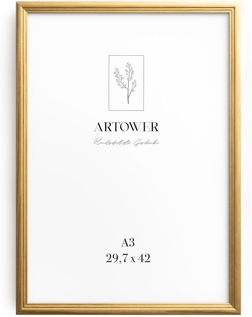 SnelShoppen - Vintage Gouden Houten Lijst voor DIN A3 30 x 42 cm, Posterlijst, Grote Collage Fotolijst, Smalle Retro Fotolijst voor Woonkamer, Slaapka