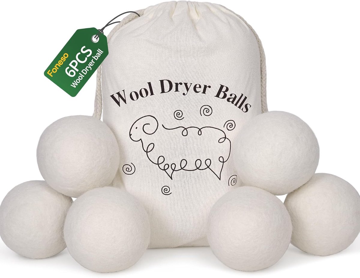 SnelShoppen - 6x XXL Herbruikbare Wol Droogballen van 100% Nieuw-Zeelandse Schapenwol, Milieuvriendelijk, Ideaal voor Kleding, Babykleding en Donsjass
