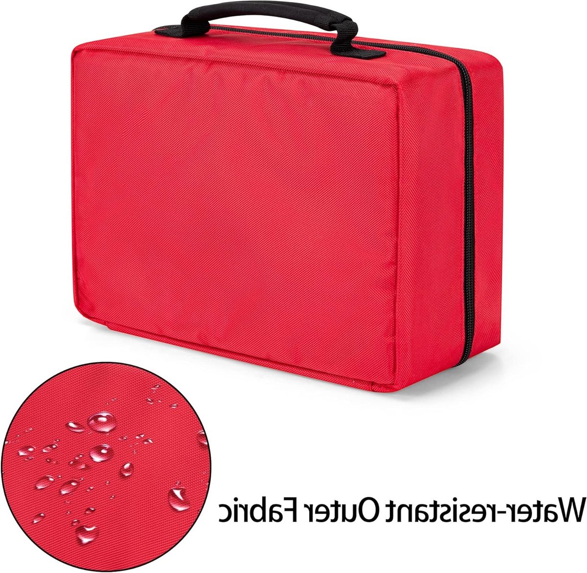 Kleine Eerste Hulp Tas Leeg, Medische Benodigdheden Tas met 2 Binnenflappen, Draagbare Noodset Trauma Tas met Extra Opbergruimte voor Accessoires, Rood en Handig voor Reis en Thuisgebruik