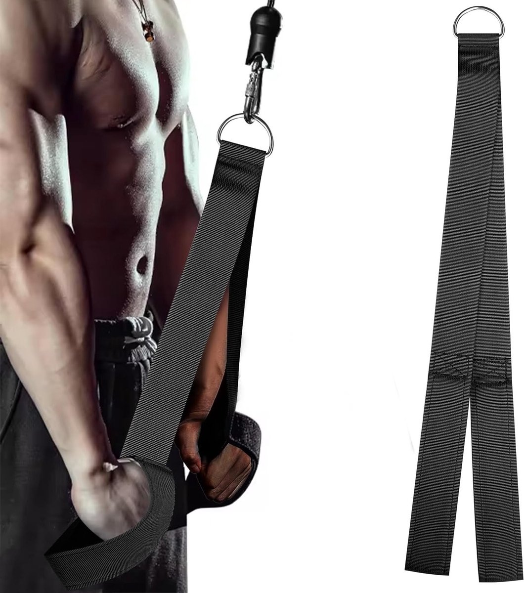 Tricep Touw voor Krachttraining, Ideaal voor Push Downs, Crunches en Face Pulls, Professionele Kabel Accessoire met Verhoogde Bewegingsvrijheid, Zwart, 1 Stuk