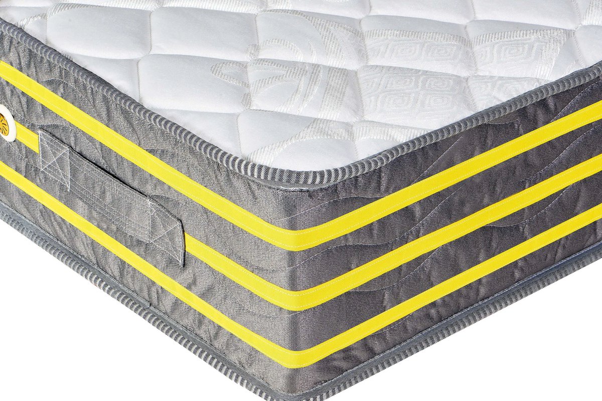 Geladi Premier Plus Matras-90x200 cm-Robuuste Bonellvering-Stevig & Duurzaam-Modern Grijs/Geel Design