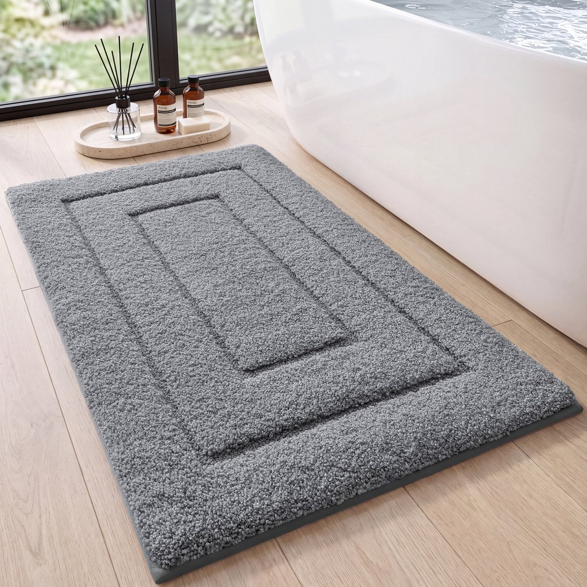 MAESON Badmat 50x80 cm - Antislip en absorberend - Grijs