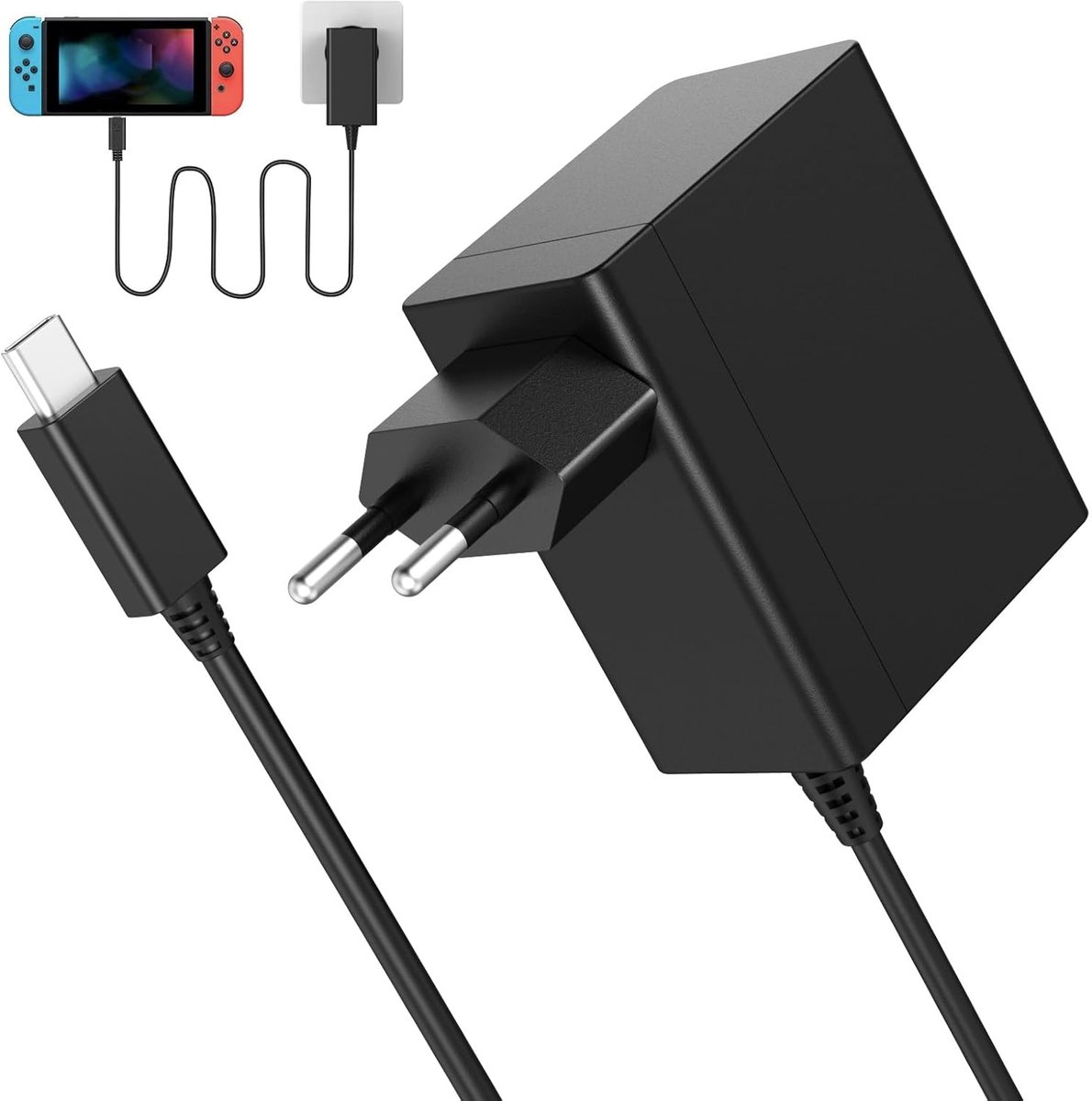 SnelShoppen - 39W AC Adapter voor Switch/Switch Lite/Switch OLED - Type C Snellader 15V 2.6A - Ondersteunt TV Mode en Dock Station