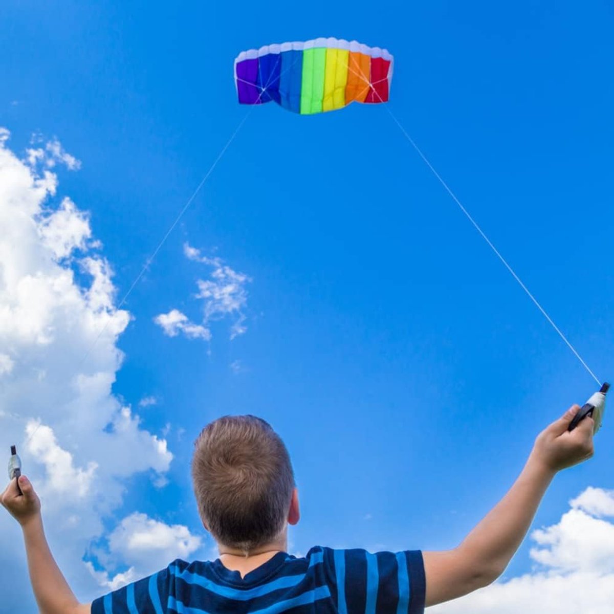 SnelShoppen - Rainbow Vlieger voor Kinderen en Volwassenen, Zachte Stunt Parafoil Vlieger met 30M Touw, Ideaal Buiten Speelgoed voor Beginners, 1.4M