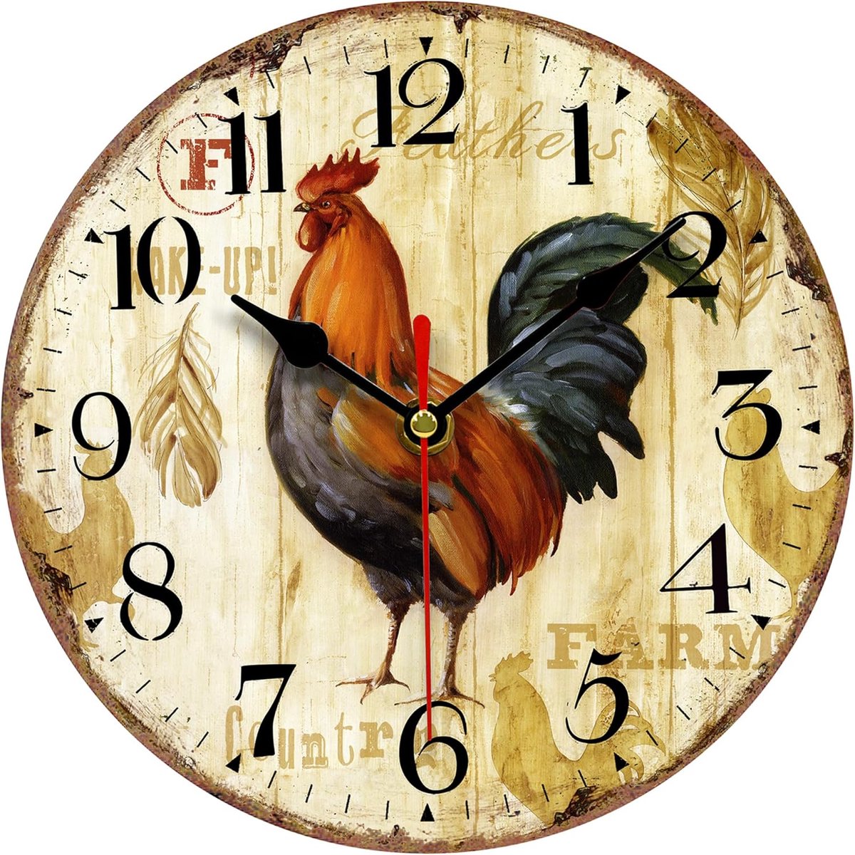 SnelShoppen - Vintage Houten Wandklok 20cm - Stil, Geen Tikken - Quartz Klok met Arabische Cijfers - Perfect voor Keuken, Woonkamer en Slaapkamer