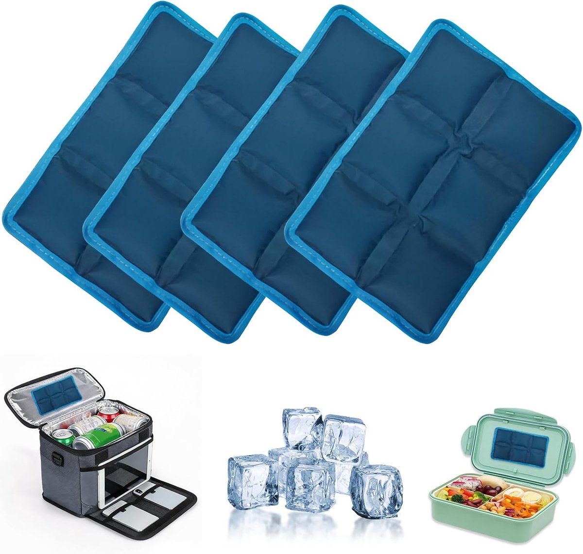 SnelShoppen - Pack van 4 Herbruikbare Cooler Bags - Koel Pads voor Lunch, School, Kantoor, Picknick, Kamperen en Reizen - Milieuvriendelijk en Niet-To
