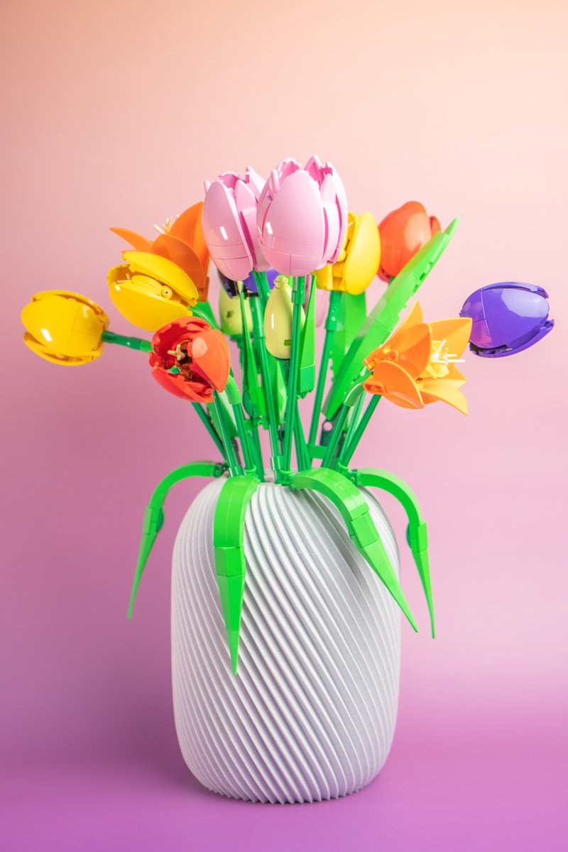 Grand Lux Vaas met bloemen houder geschikt voor botanical bloemen - H18cm - Modern marmer patroon - Maerc Design