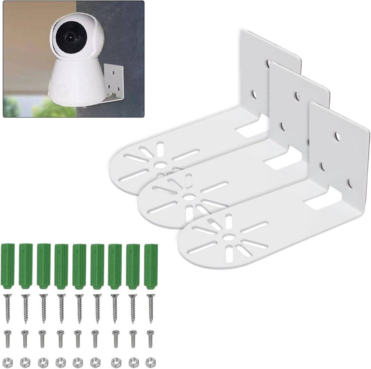 SnelShoppen - L-vormige Wand- en Plafondbeugel voor Beveiligingscamera's, Stevige Camera Houder, Accessoire voor Binnen en Buiten, 3 Stuks, Ideaal voo