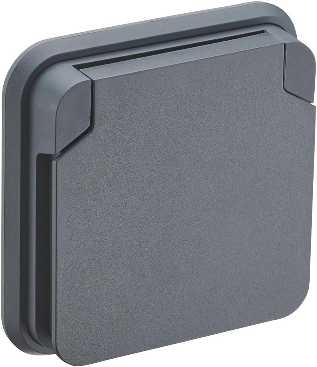 SnelShoppen - Complete waterdichte wandcontactdoos voor buitengebruik - IP55 aansluiting - inbouwmontage - antraciet - 75 x 75 x 65 mm - ideaal voor t